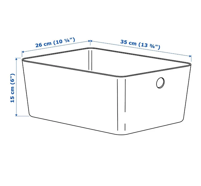 KUGGIS Container, black transparent box, 26x35x15 cm.