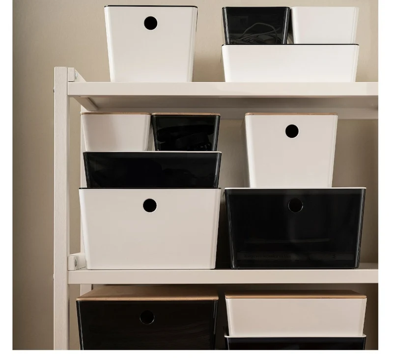 KUGGIS Container, black transparent box, 26x35x15 cm.