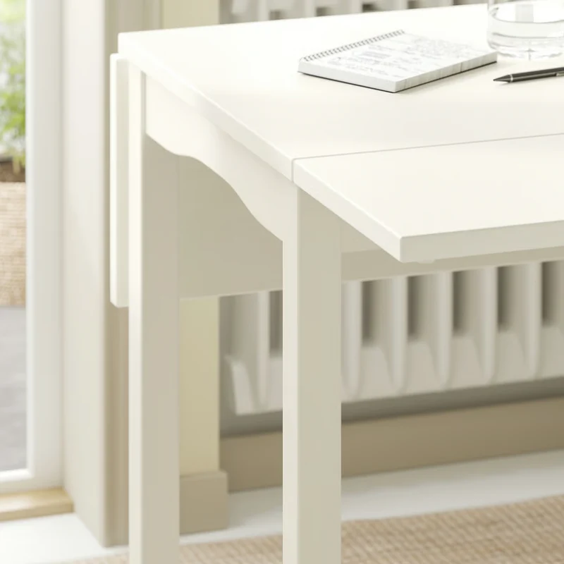 HAUGA Drop-leaf table, white/birch veneer, 55/82/109x74 cm