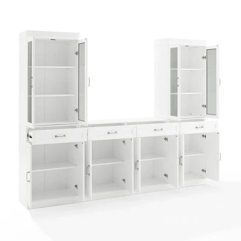 Crosley Stanton 3Pc Sideboard And Glass Door Pantry Set - 14.5x95x78