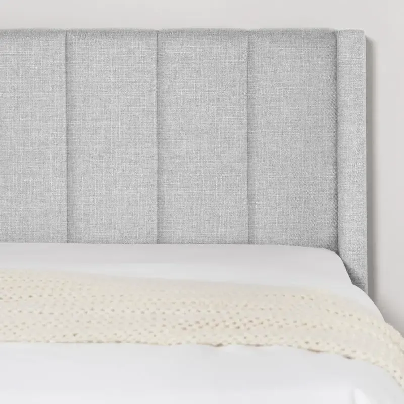 Eleanor Upholstered Platform Bed Frame with Vertical Stripe Headboard