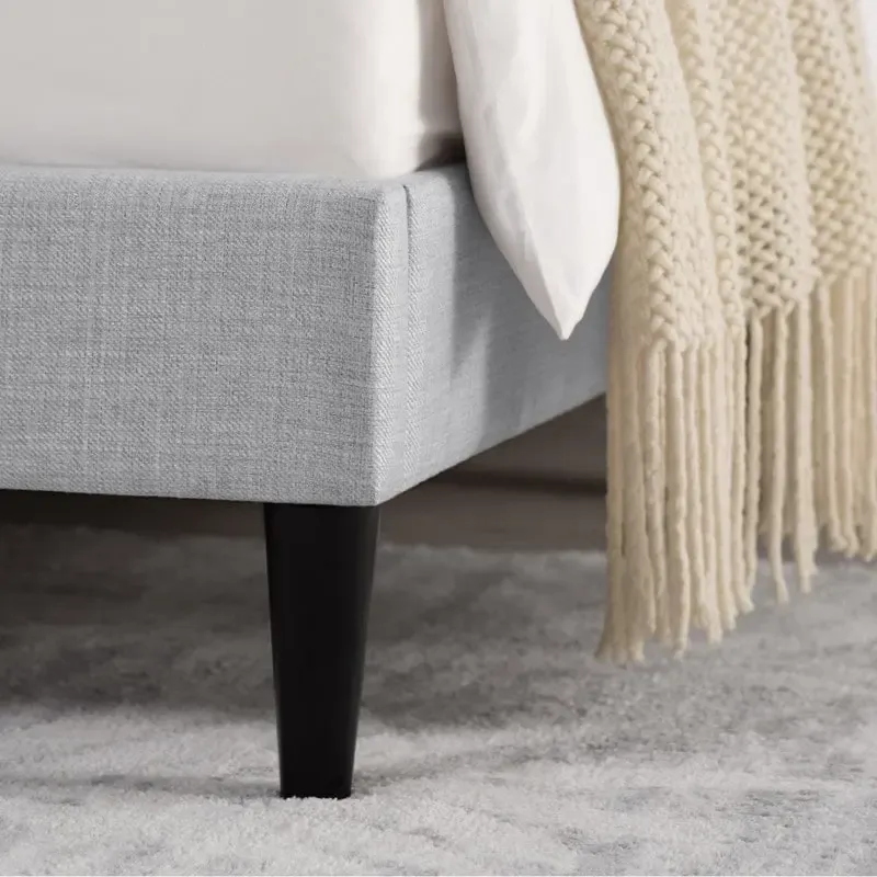 Eleanor Upholstered Platform Bed Frame with Vertical Stripe Headboard