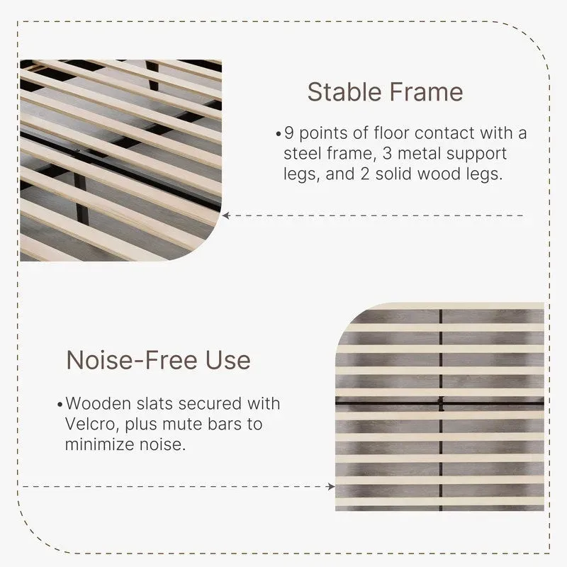 Eleanor Upholstered Platform Bed Frame with Vertical Stripe Headboard