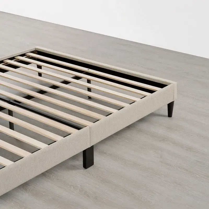 Eleanor Upholstered Platform Bed Frame with Vertical Stripe Headboard
