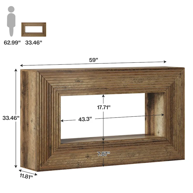 59-Inch Long Console Table for Living Room, Narrow Wood Entryway Table