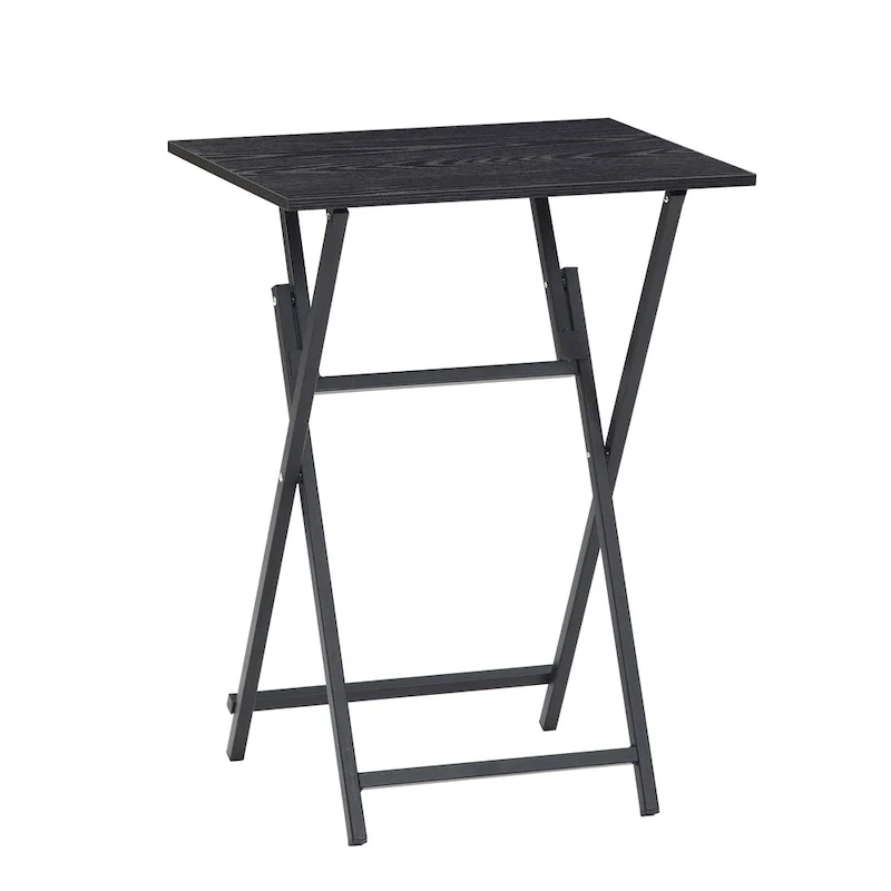 2-Piece Folding TV Tray Table,Portable Sofa Side Table,Industrial Snack Table, Space-Saving Easy to Fold Wood Rustic