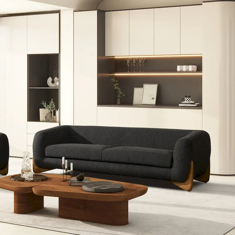 Alpine 90.5 Sherpa Upholstered Sofa