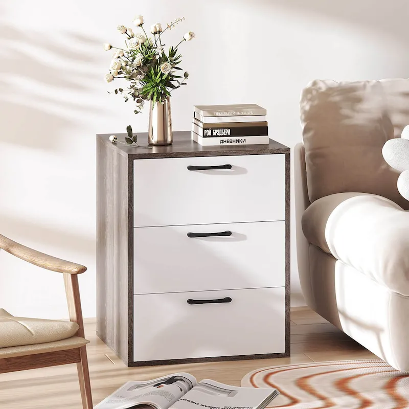 Costway 3 Drawer Dresser Chest of Drawer Storage Cabinet with Wide
