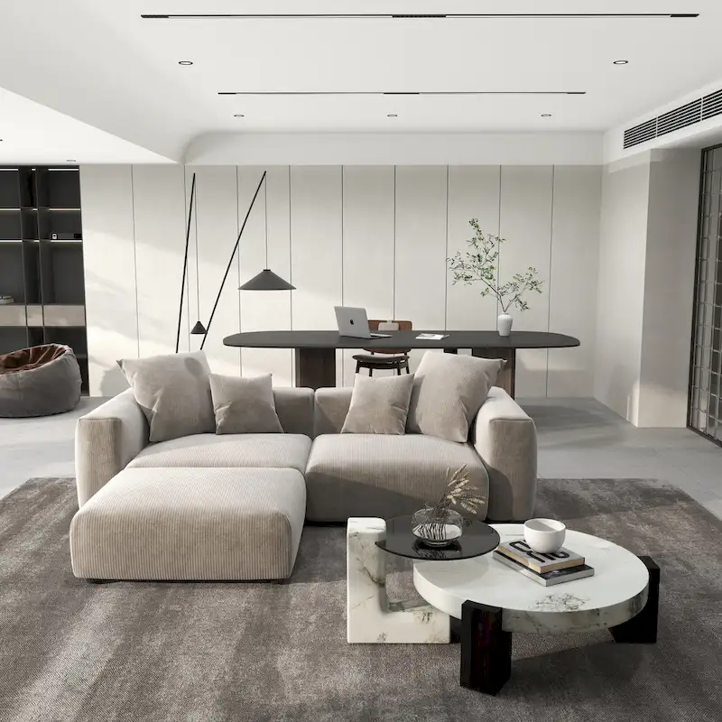102 Oversized Corduroy Modular Sofa Reversible Couch with Ottoman