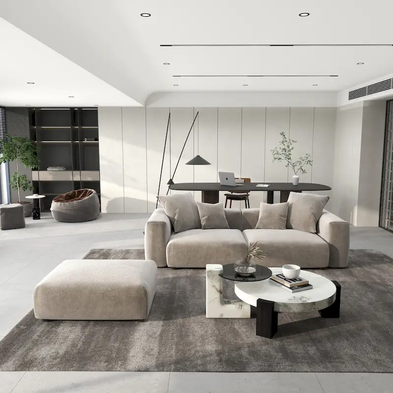 102 Oversized Corduroy Modular Sofa Reversible Couch with Ottoman
