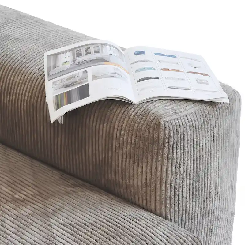 102 Oversized Corduroy Modular Sofa Reversible Couch with Ottoman