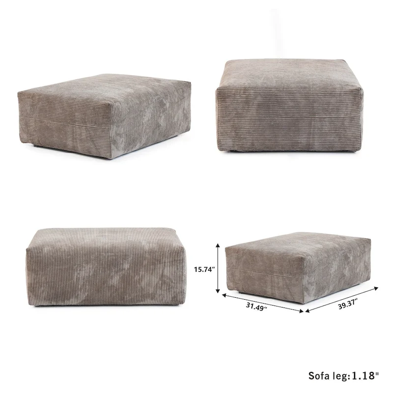102 Oversized Corduroy Modular Sofa Reversible Couch with Ottoman