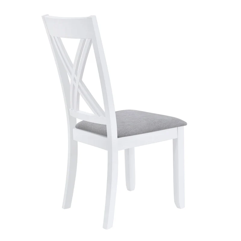 5 Piece Wood Table and Chair Set, Kitchen Dining Table Set for 4 with Rectangle Table and 4 X-Back Upholstered Chairs