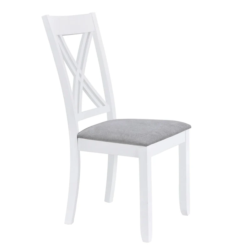 5 Piece Wood Table and Chair Set, Kitchen Dining Table Set for 4 with Rectangle Table and 4 X-Back Upholstered Chairs