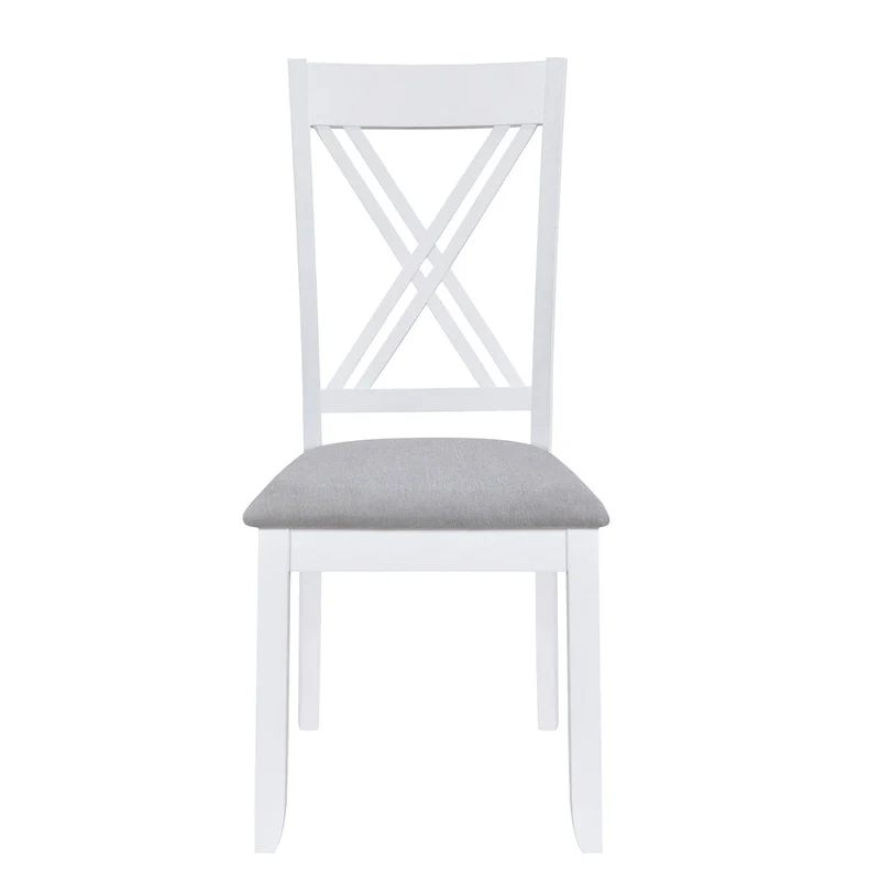 5 Piece Wood Table and Chair Set, Kitchen Dining Table Set for 4 with Rectangle Table and 4 X-Back Upholstered Chairs