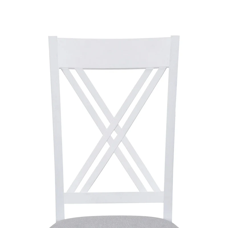 5 Piece Wood Table and Chair Set, Kitchen Dining Table Set for 4 with Rectangle Table and 4 X-Back Upholstered Chairs