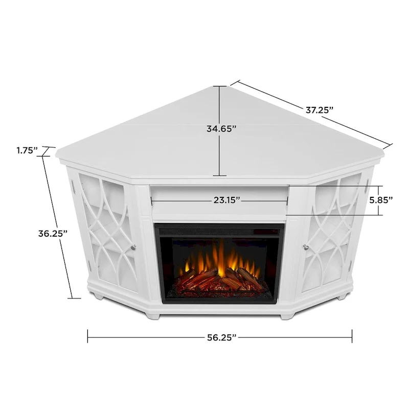 Lynette 56 TV Stand Electric Fireplace White by Real Flame