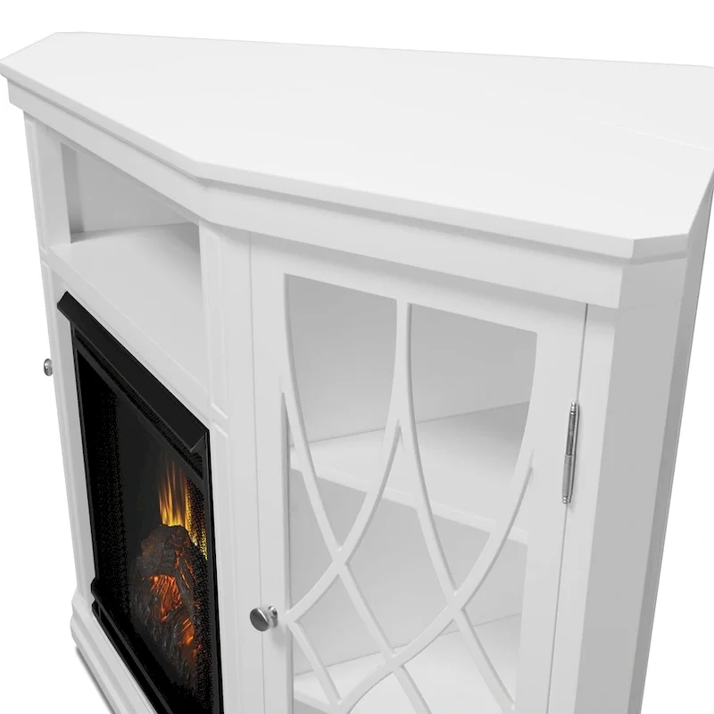 Lynette 56 TV Stand Electric Fireplace White by Real Flame