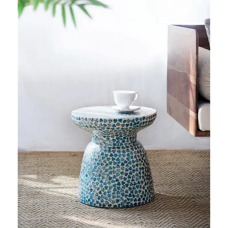 D15x16 Capiz Garden Stool Small Side Table