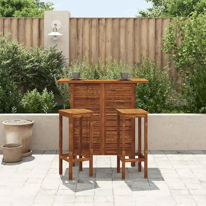 vidaXL 3 Pieces Bar Set, 41.3x20x43.3 Inches Solid Acacia Wood