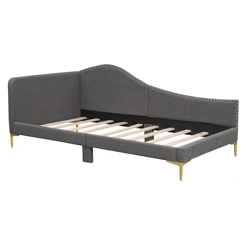 Twin Size Upholstered Daybed with Headboard and Armrest