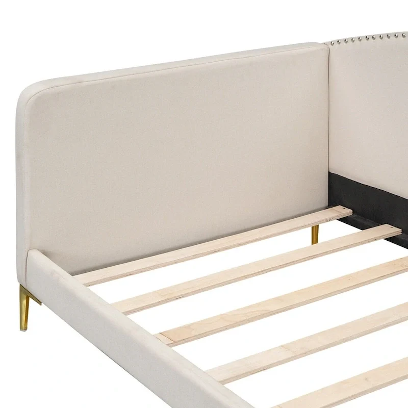 Twin Size Upholstered Daybed with Headboard and Armrest