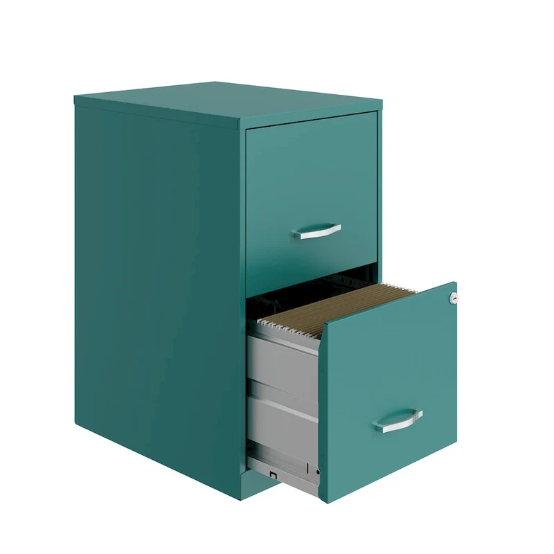 Space Solutions 18in. 2 Drawer Metal File Cabinet, Teal