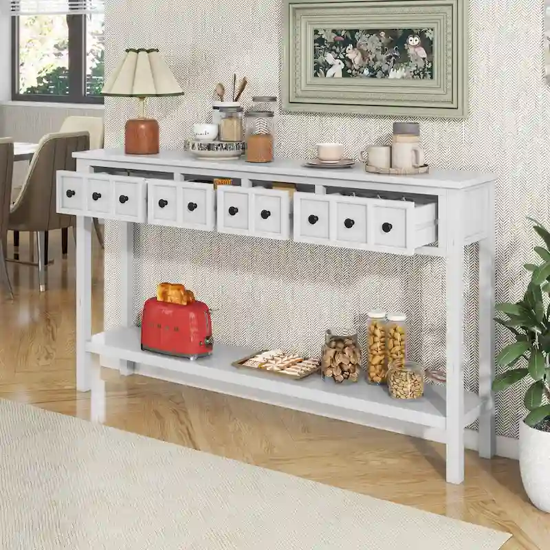 Rustic 4-drawer Entryway Console Table
