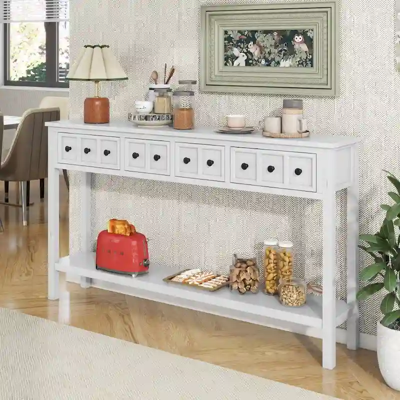 Rustic 4-drawer Entryway Console Table