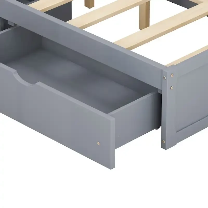 Multi-functional Full Size Bed with 4 Under-bed Portable Storage Drawers