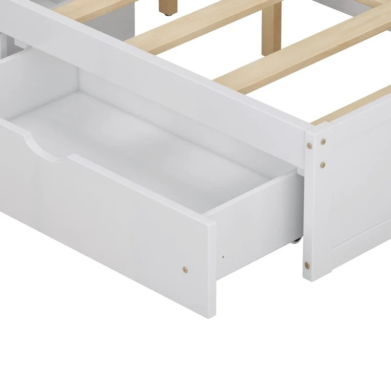 Multi-functional Full Size Bed with 4 Under-bed Portable Storage Drawers