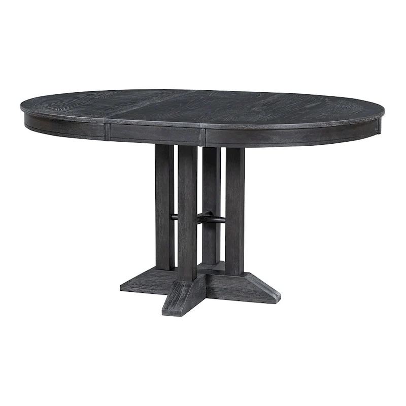 5-Piece Dining Set Extendable Round Table and 4 Upholstered Chairs Farmhouse Dining Set