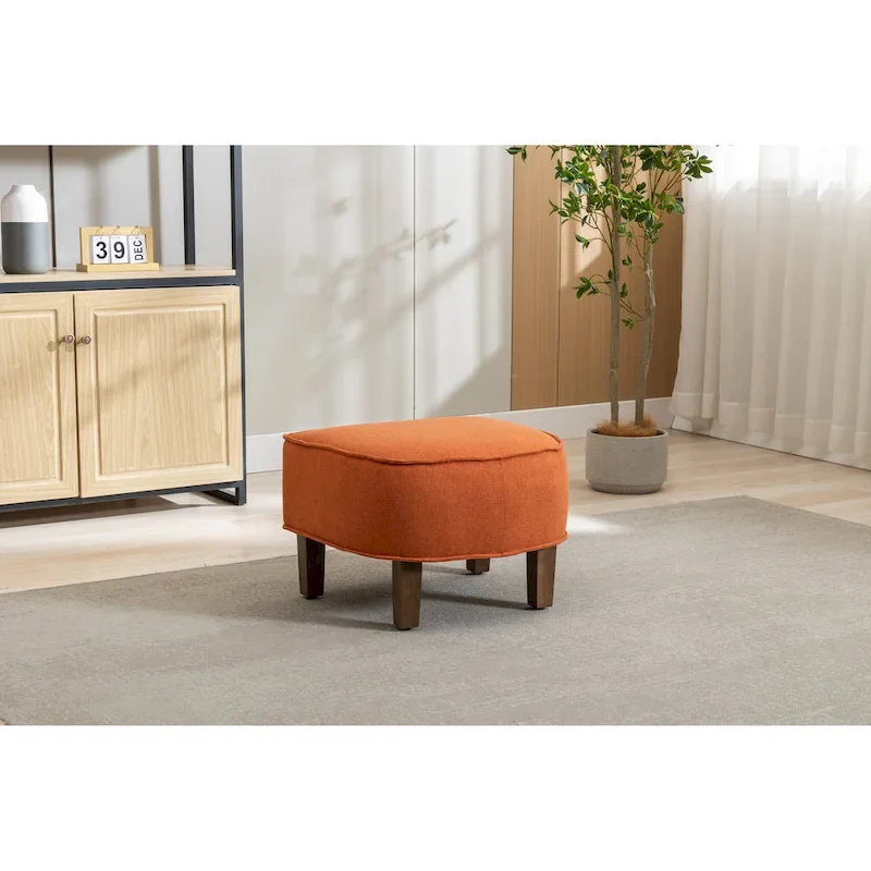 Mid-Century Upholstered Barrel Accent Round Arm Chair with Ottoman
