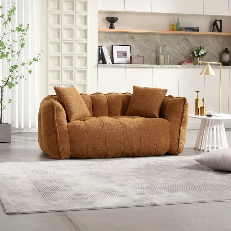 Roomfitters Soft Beanbag Chair with High Resilience Foam Core Comfortable Square Recliner Sofa for Gaming, Watching TV