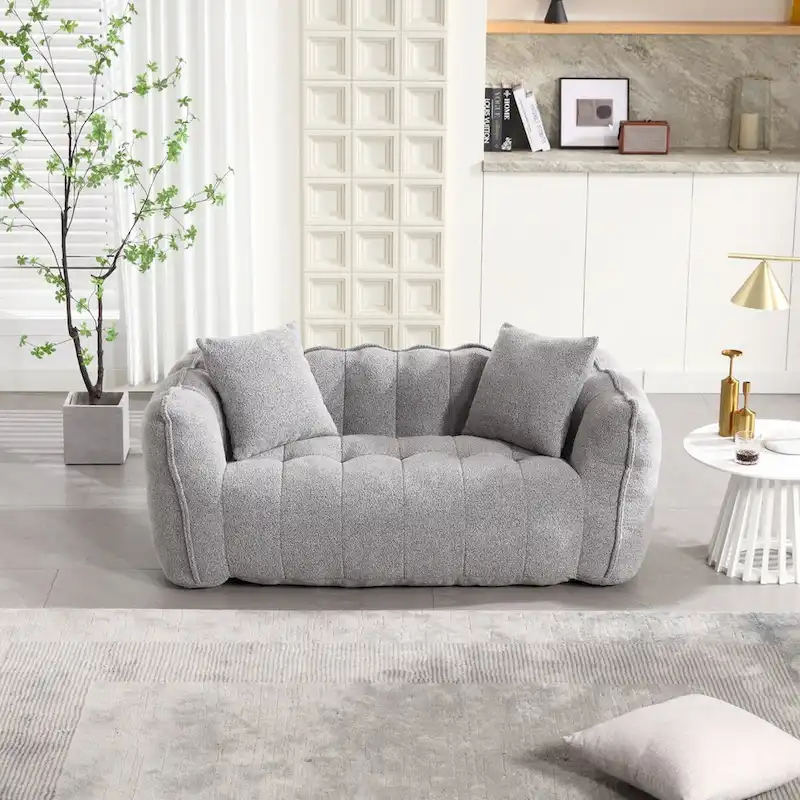 Roomfitters Soft Beanbag Chair with High Resilience Foam Core Comfortable Square Recliner Sofa for Gaming, Watching TV