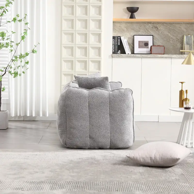 Roomfitters Soft Beanbag Chair with High Resilience Foam Core Comfortable Square Recliner Sofa for Gaming, Watching TV