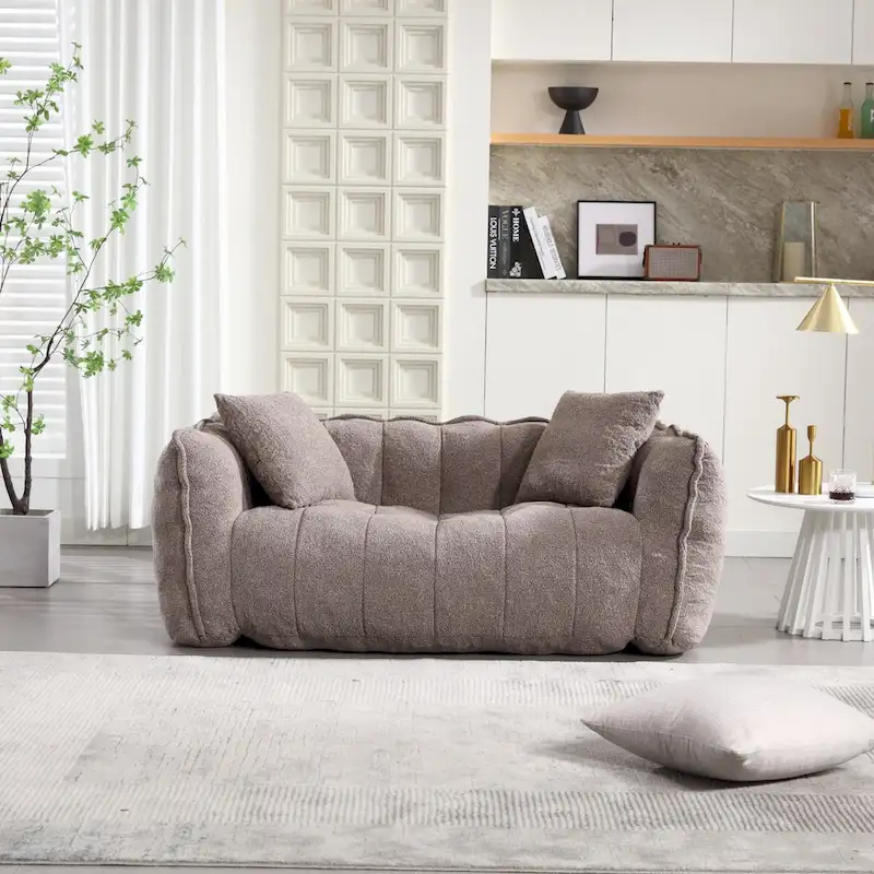 Roomfitters Soft Beanbag Chair with High Resilience Foam Core Comfortable Square Recliner Sofa for Gaming, Watching TV