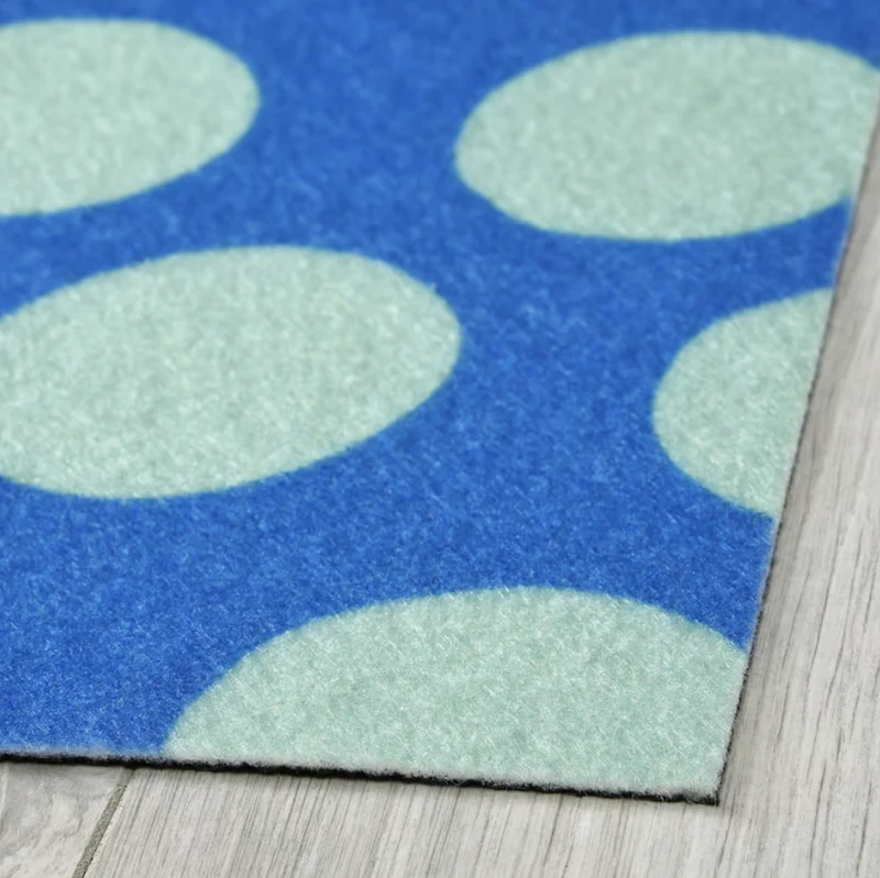 KÖRFÄLTSPIL Door mat, blue green/circle pattern, 40x60 cm