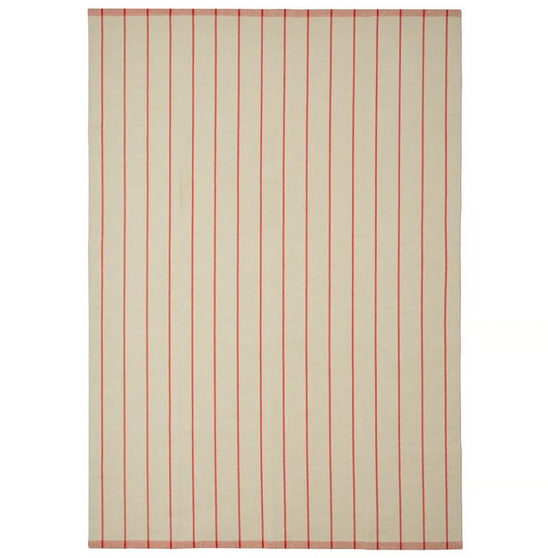 RIDSTIG Rug, flatwoven, off-white/red, 170x240 cm