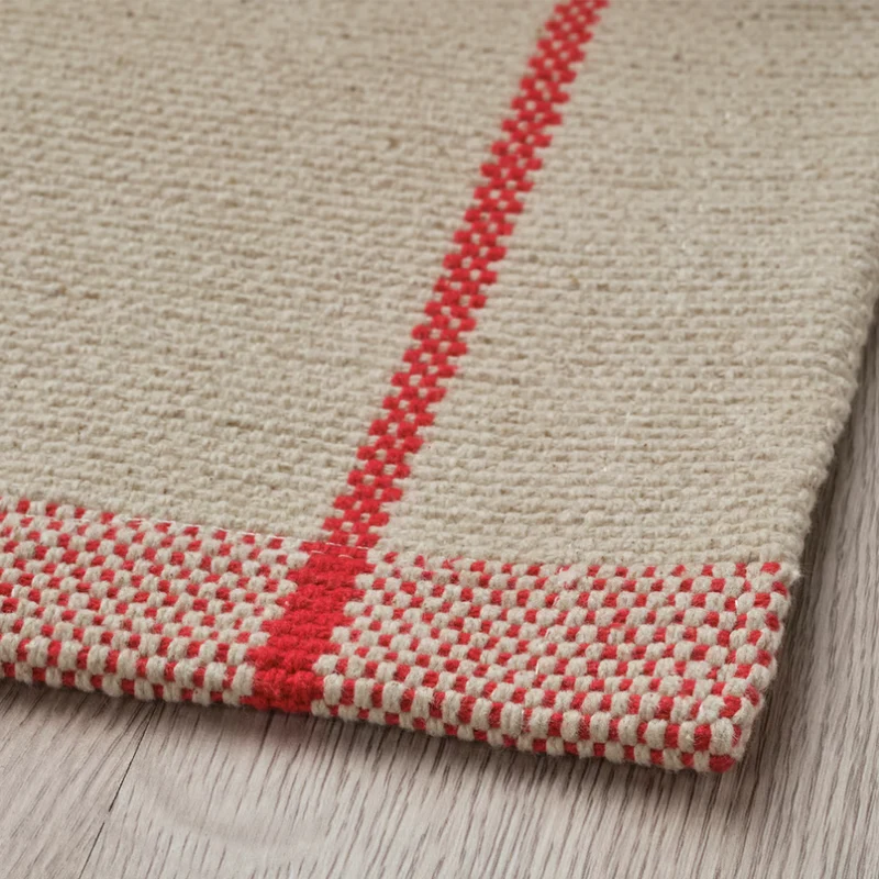 RIDSTIG Rug, flatwoven, off-white/red, 170x240 cm