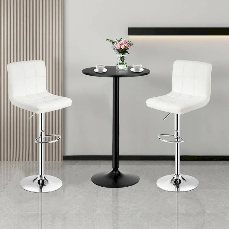 Gymax 3PCS Pub Table Set 24 Round Bar Table & 2 Adjustable Bar