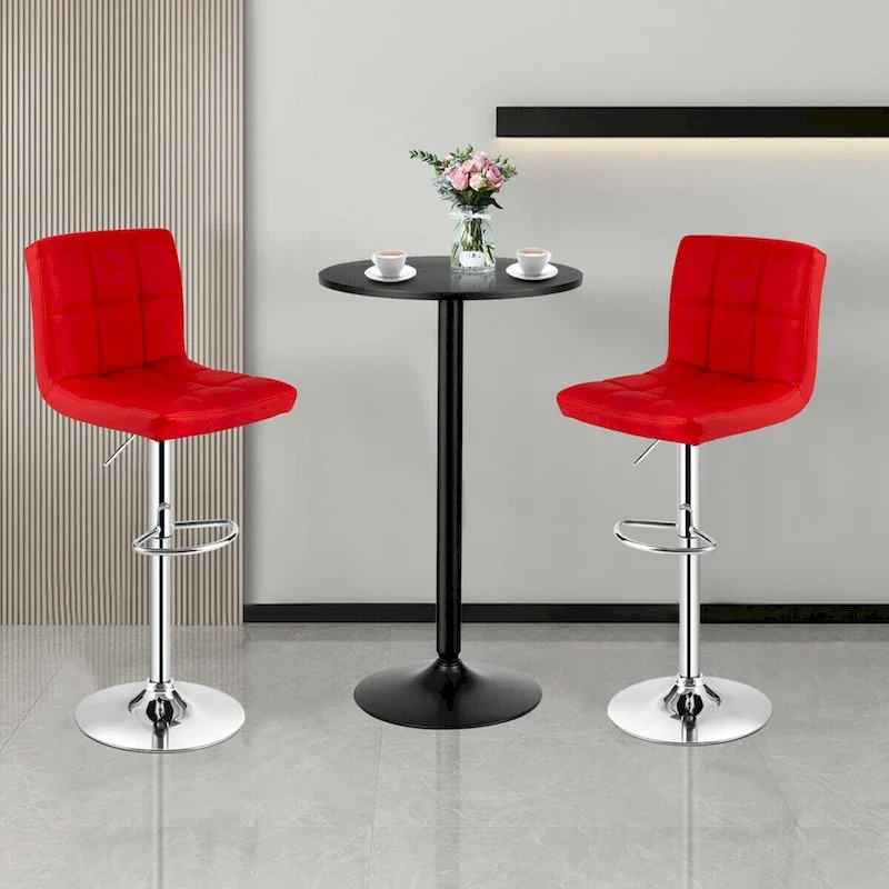 Gymax 3PCS Pub Table Set 24 Round Bar Table & 2 Adjustable Bar