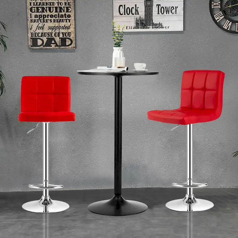 Gymax 3PCS Pub Table Set 24 Round Bar Table & 2 Adjustable Bar