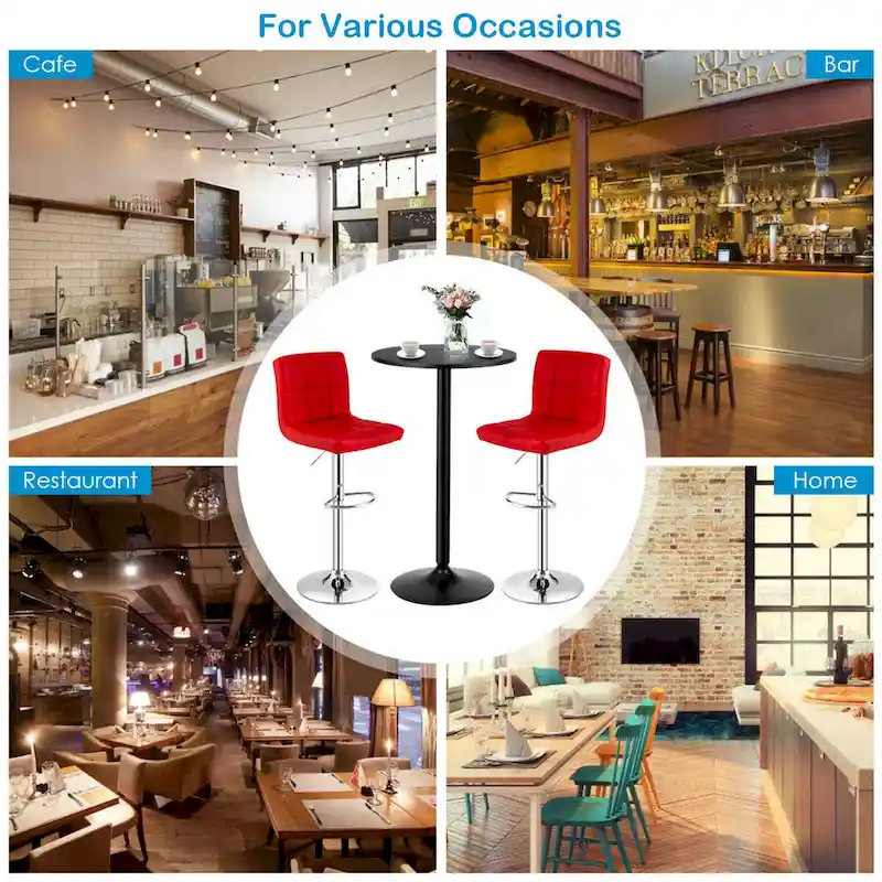 Gymax 3PCS Pub Table Set 24 Round Bar Table & 2 Adjustable Bar