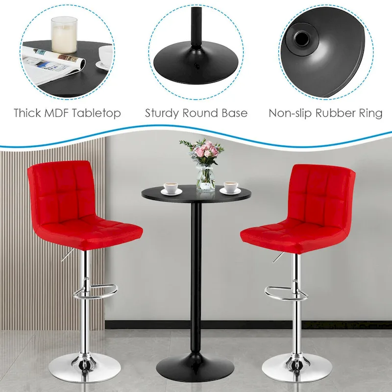 Gymax 3PCS Pub Table Set 24 Round Bar Table & 2 Adjustable Bar