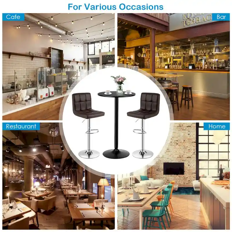 Gymax 3PCS Pub Table Set 24 Round Bar Table & 2 Adjustable Bar