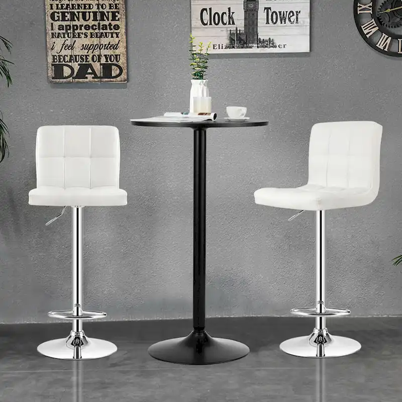 Gymax 3PCS Pub Table Set 24 Round Bar Table & 2 Adjustable Bar