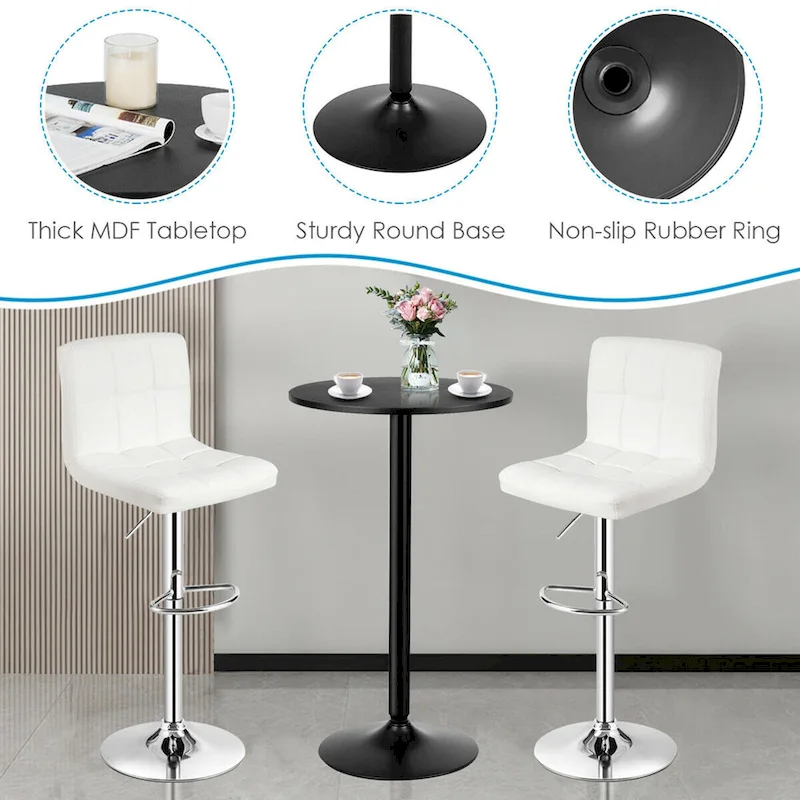 Gymax 3PCS Pub Table Set 24 Round Bar Table & 2 Adjustable Bar