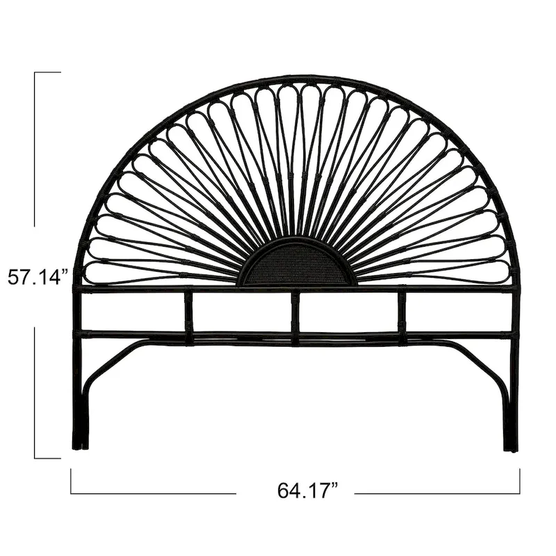 Rattan and Reclaimed Wood Sunburst Headboard