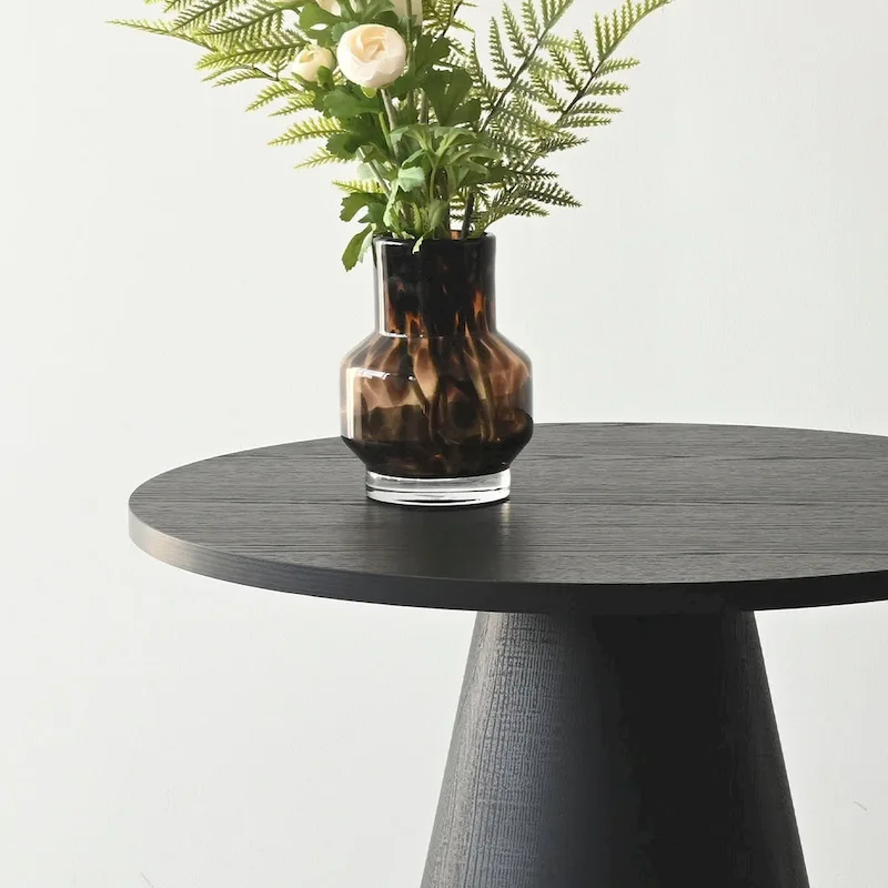 24 Inch Round Black Pedestal End Table